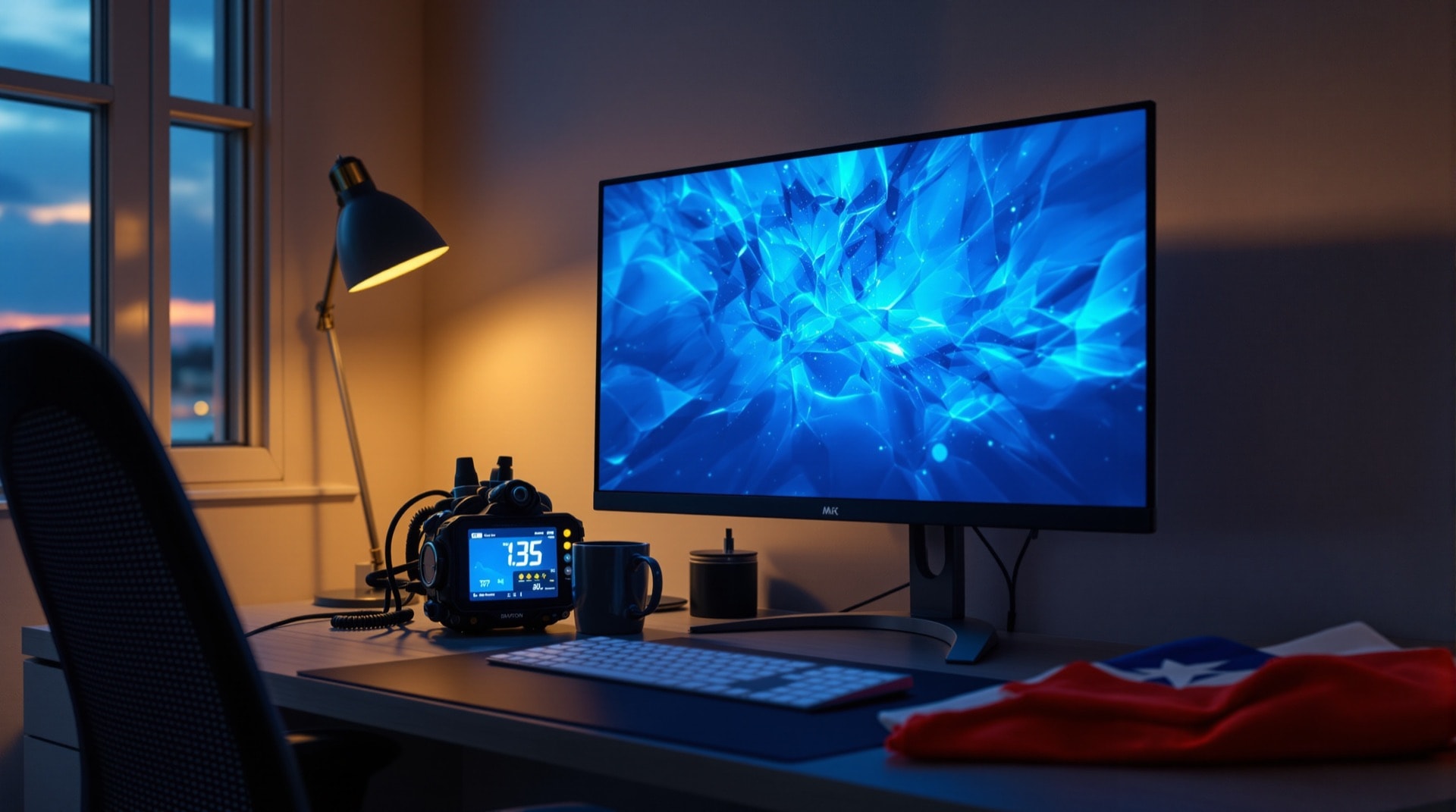A desktop computer being used to review dive records at a home desk